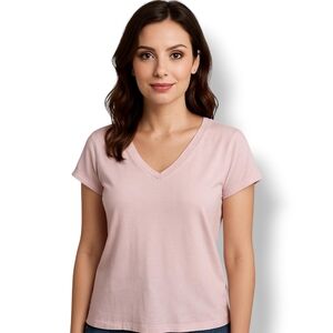 J.Jill Pima Cotton Slub V-Neck Tee Powder Pink – Women’s M